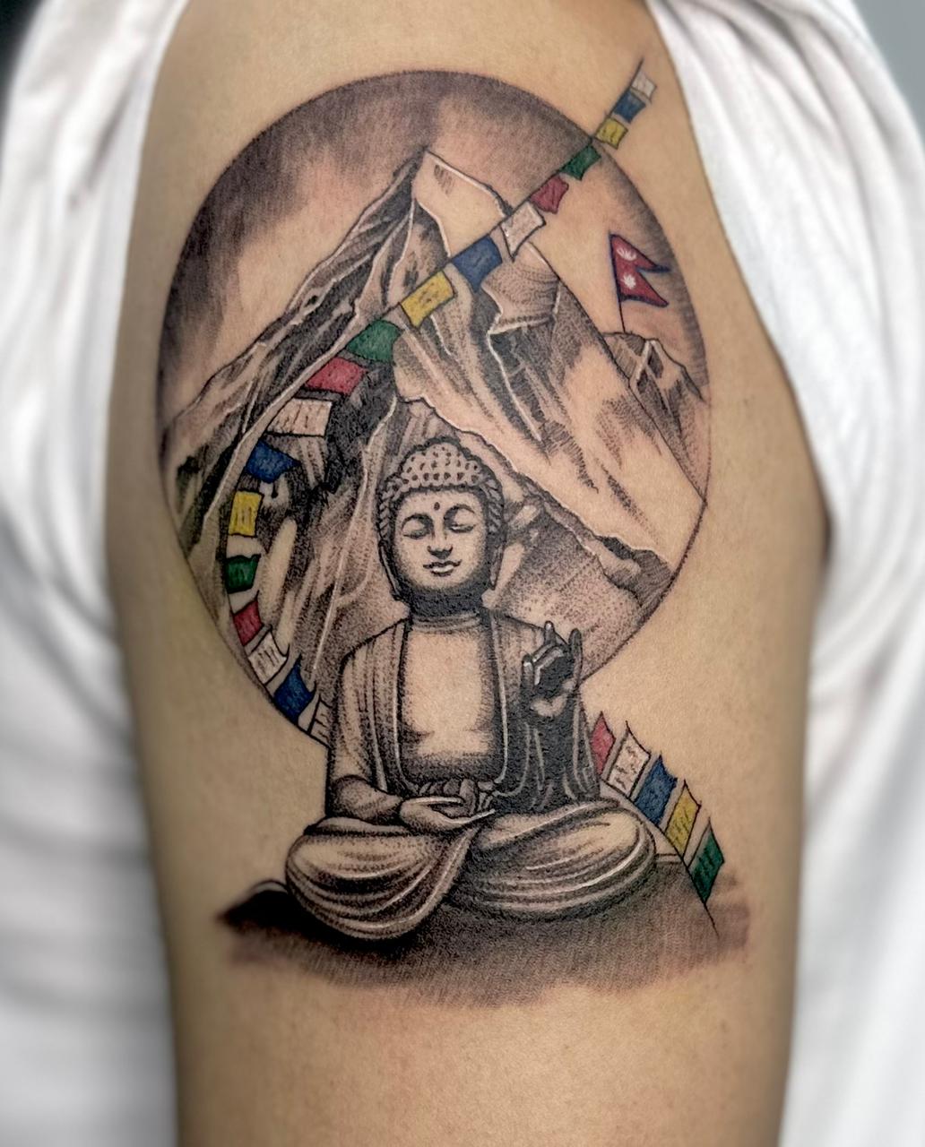 Buddha Tattoo design by Diya Tattoo Artist Kathmandu Nepal